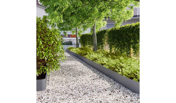 Walplus Pack of 30 Cold-rolled Steel Lawn Edgings - Anthracite - 20 x 103 cm