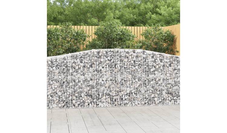 Walplus Pack of 2 Galvanised Iron Gabion Basket - Silver - 400 x 50 x 100-120 cm