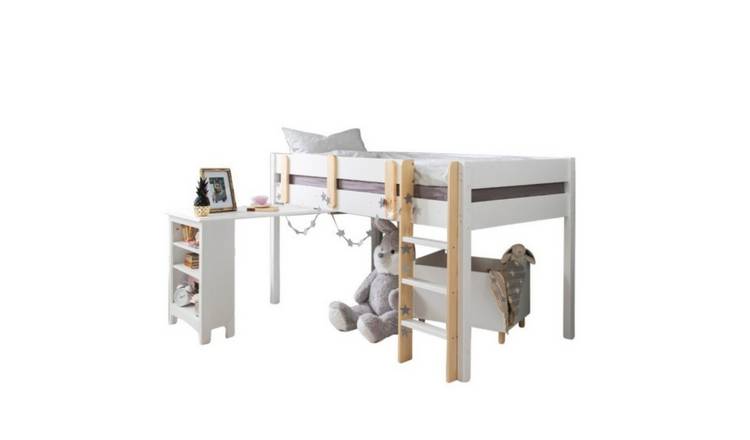 Noa & Nani Una Midsleeper Cabin Bed With Moro Desk - White