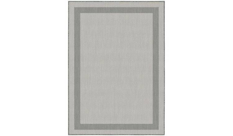 The Rugs Grey Duo Weave Bordered Reversible Outdoor Rug - 200 x 290cm