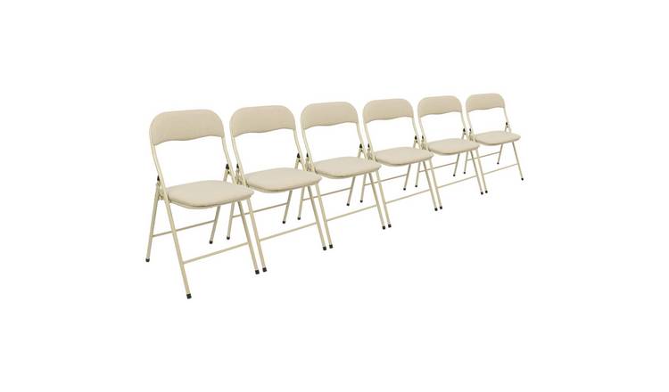 Harbour Housewares Fabric Padded Metal Folding Chairs Pack of 6 - Beige