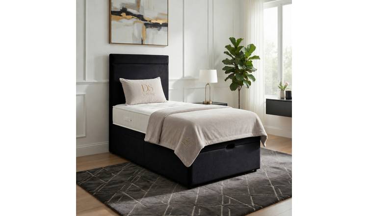 DS Living Majesty Single Velvet Ottoman Bed Frame - Black