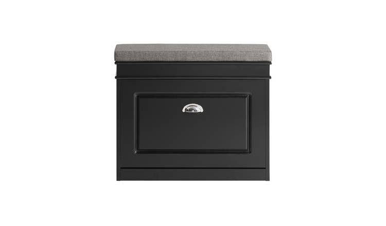 SoBuy 1 Flip Drawer Compact Shoe Storage Bench - Black