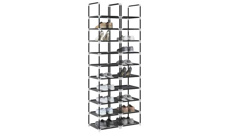 Walplus Pack of 2 Steel Shoe Rack - Black - 33 x 33 x 174 cm