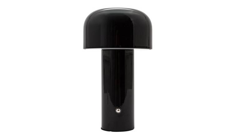 Happy Homewares Gloss Black Mushroom Rechargeable LED Touch Table Lamp - 12.7cm