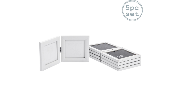 Nicola Spring Folding 2 Photo Frames - 4 x 4" - Set of 5 - White