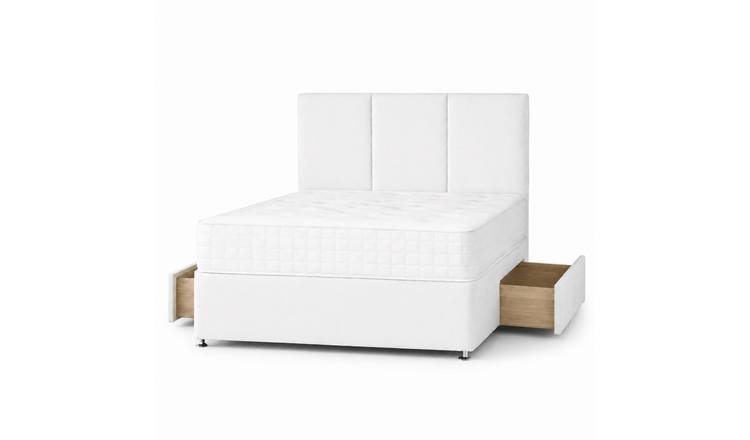 Comfy Deluxe 4ft6 Double   2 Drawer Plush Velvet Divan Bed Set -  White