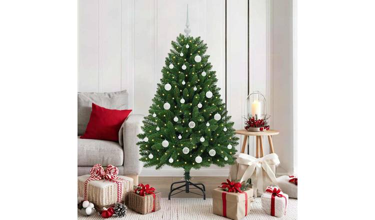 Walplus PVC and Metal White Ornaments Artificial Christmas Tree - Green - 150 cm