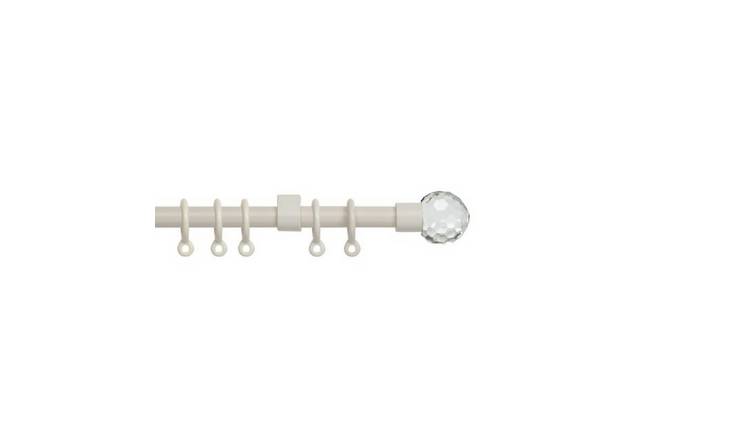 New Edge Blinds 13-16mm Cream Extendable Crystal Curtain Pole - 120cm - 210cm