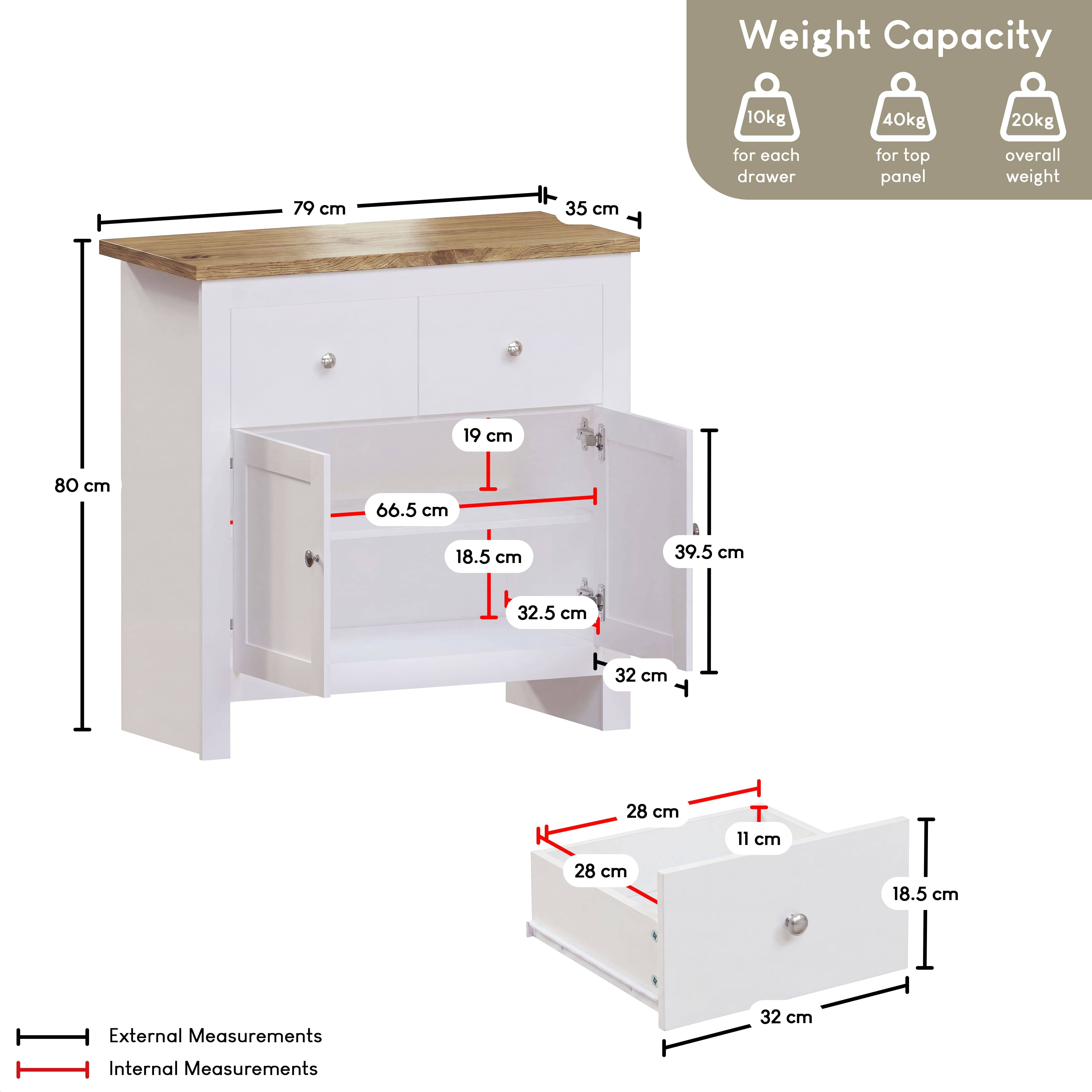 Vida Designs Arlington 2 Drawer 2 Door Sideboard - White - Image 9