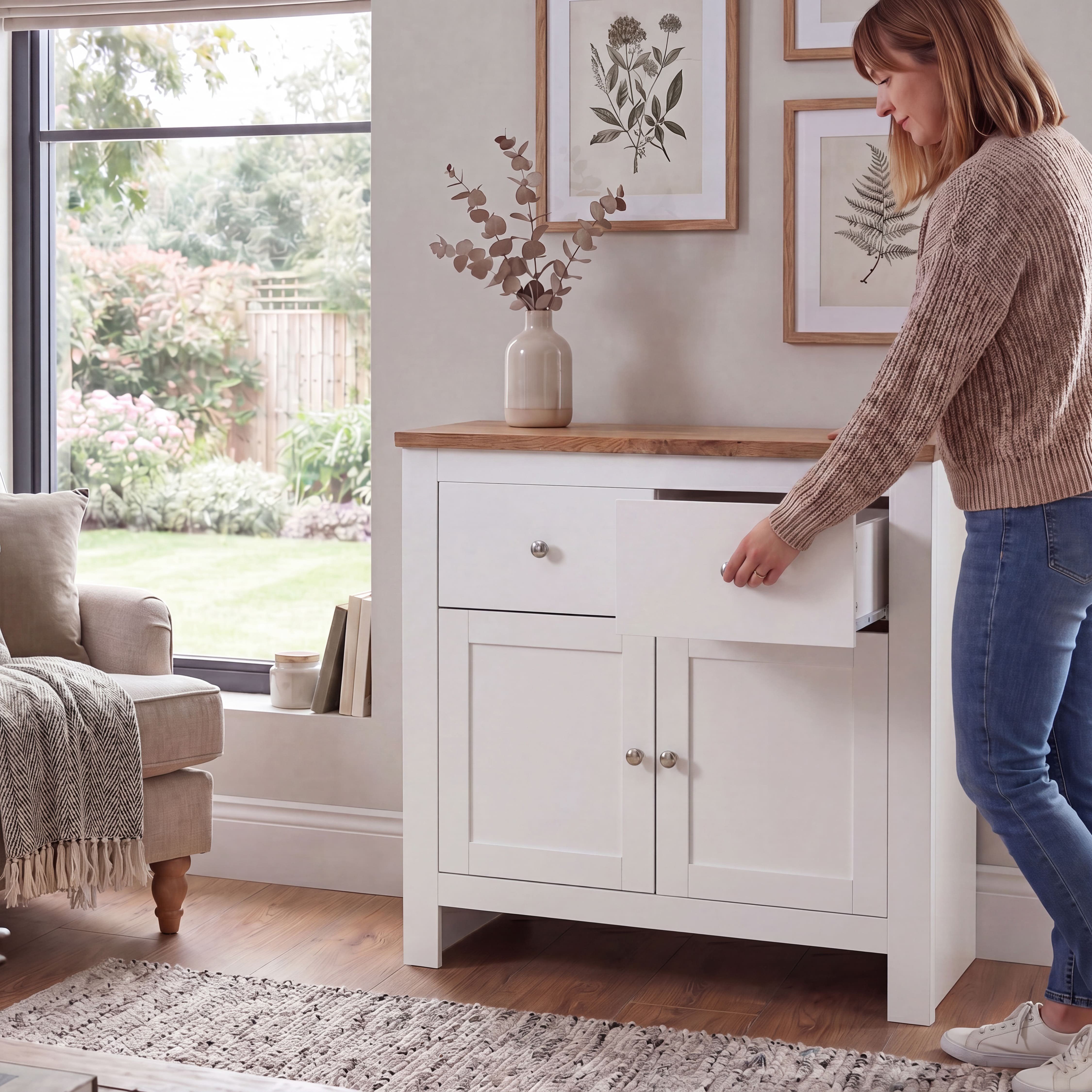 Vida Designs Arlington 2 Drawer 2 Door Sideboard - White - Image 2