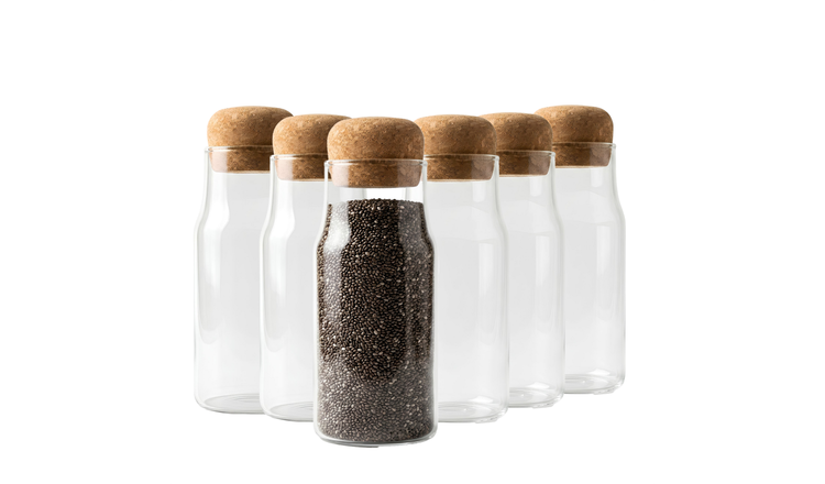 Argon Tableware Glass Storage Bottles with Cork Lids - Pack of 6