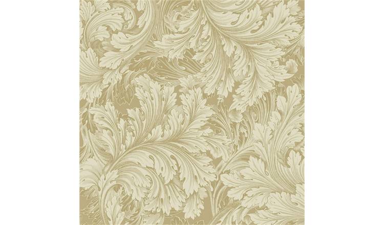 Grandeco Rossetti Acanthus Leaves Scroll Smooth Wallpaper - Gold