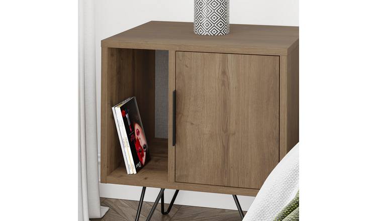 Decortie Glynn Particleboard Bedside Table - Dark Oak