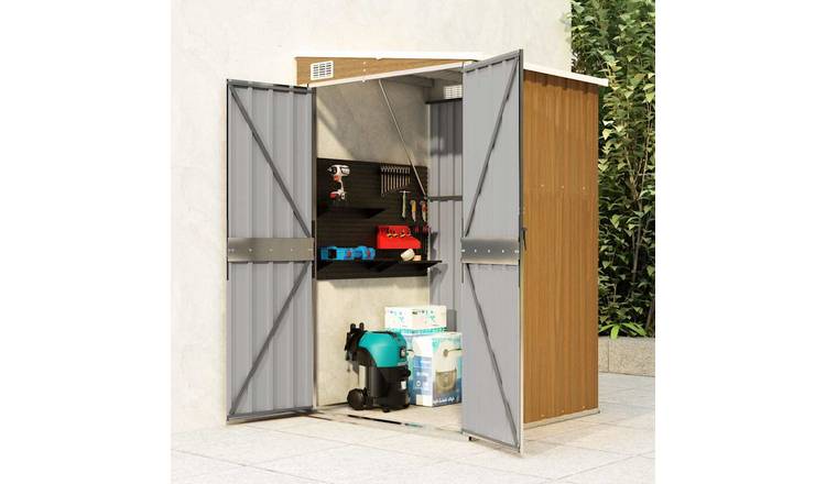 Walplus Galvanised Steel Wall-mounted Garden Shed - Brown - 118x100x178 cm