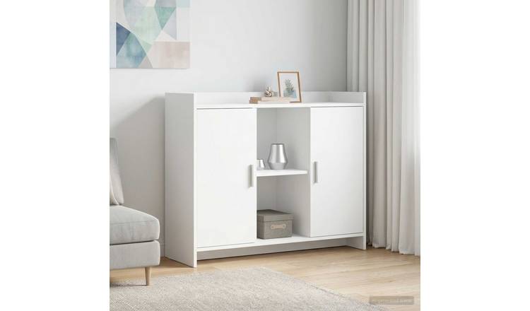 Walplus 2 Door Rectangular Engineered Wood Sideboard - White - 98.5 x 33 x 80 cm