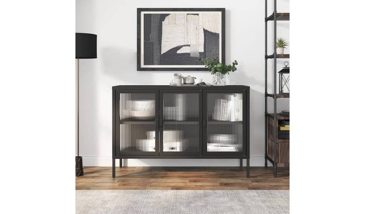 Walplus Glass Sideboard - Black - 105 x 35 x 70 cm