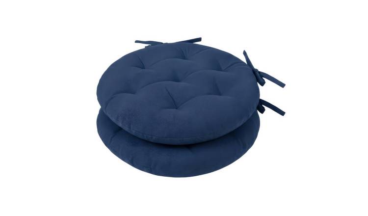 Harbour Housewares Round Seat Pads - 40 x 40cm - Navy - Pack of 2