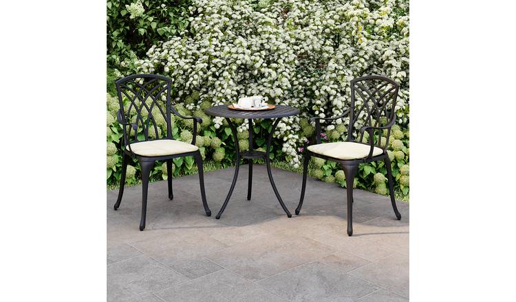 Charles Bentley 2 Seater Aluminium Bistro Set - Black