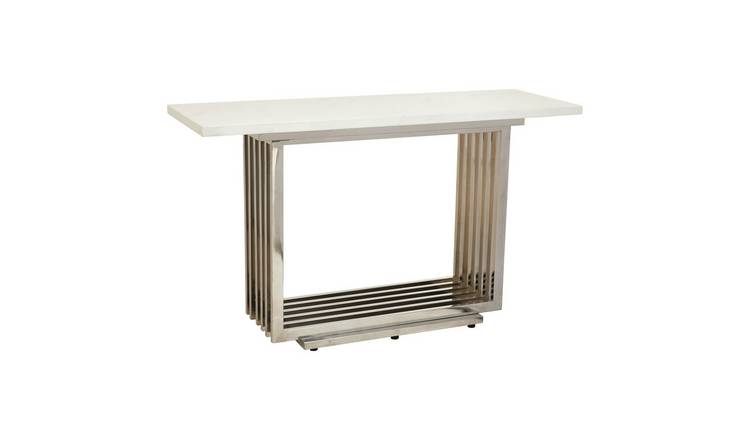 Orsina Moda Faux Marble Console Table – White & Silver