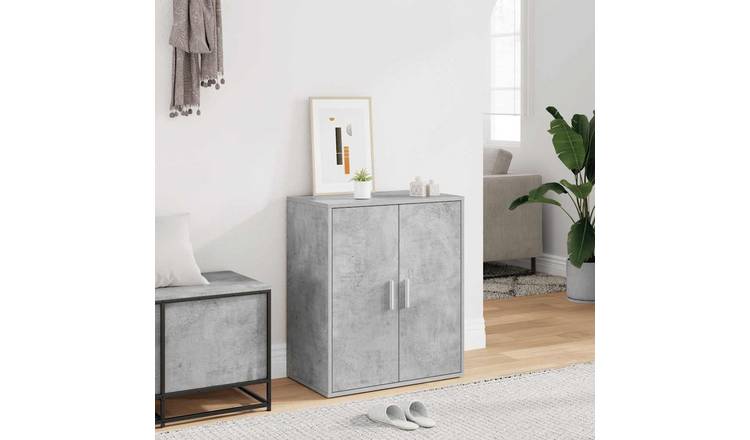 Walplus Engineered Wood Shoe Cabinet - Concrete Grey - 60 x 35 x 70 cm