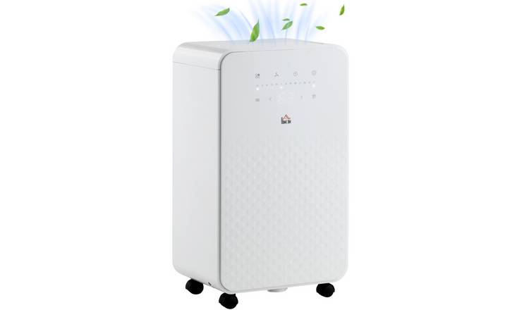 HOMCOM 10L 2000mL Portable Quiet Dehumidifier with Air Purifier Filter - White