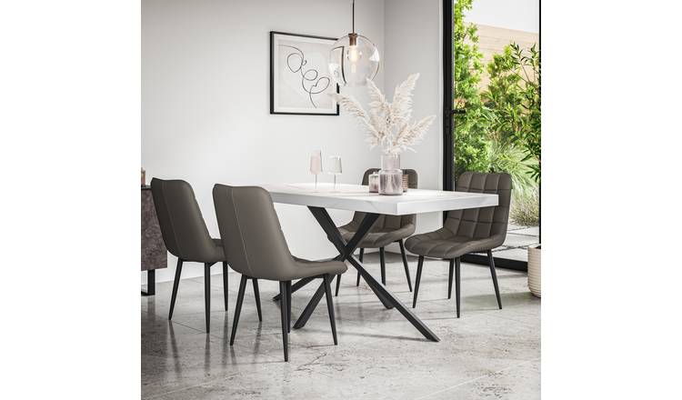 Furniture Online Donni Nova Marble Effect Dining Table & 4 Grey Chairs