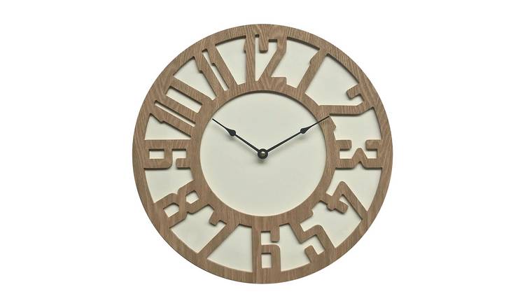 Orsina Vitus 40cm Dia Carved Wood Wall Clock - Two Tone