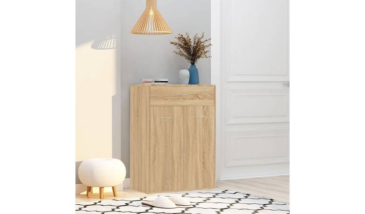 Walplus Engineered Wood Shoe Cabinet - Sonoma Oak - 60 x 35 x 84 cm