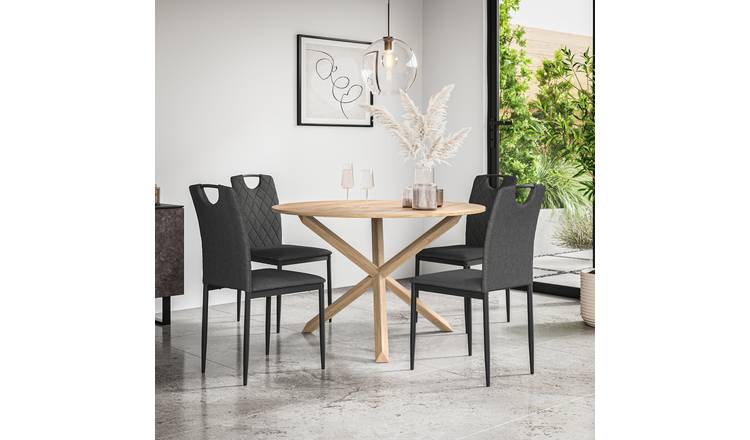 Furniture Online Malvern Monza Oak Table Dining Table & 4 Charcoal Chairs