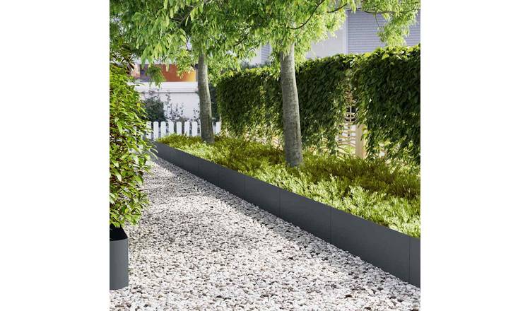 Walplus Pack of 20 Steel Lawn Edging - Anthracite - 100 x 0.05 x 30 cm