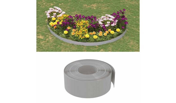 Walplus Pack of 4 Polyethylene Garden Edgings - Grey - 1000 x 20 cm