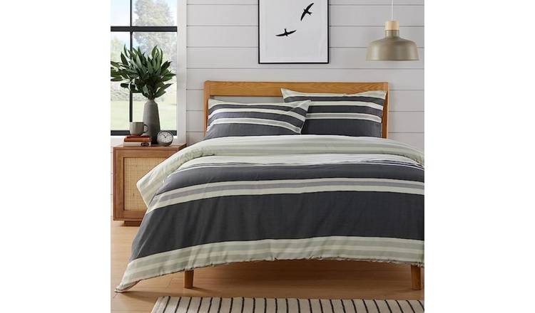 New Edge Blinds Miami Stripes Printed Grey Duvet Set - King