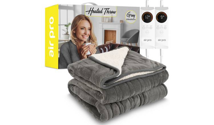 Air Pro King Heated Electric Blanket with Digital Controller 6 Settings - Grey