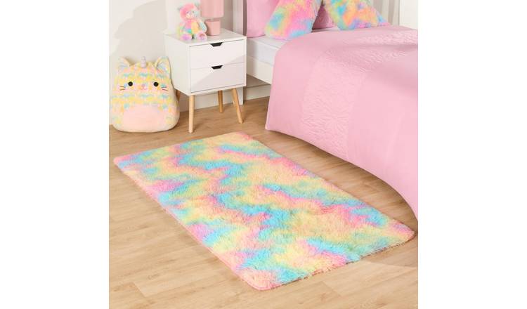 OHS Soft Fluffy Fleece Rug - 80 x 150cm - Tie Dye