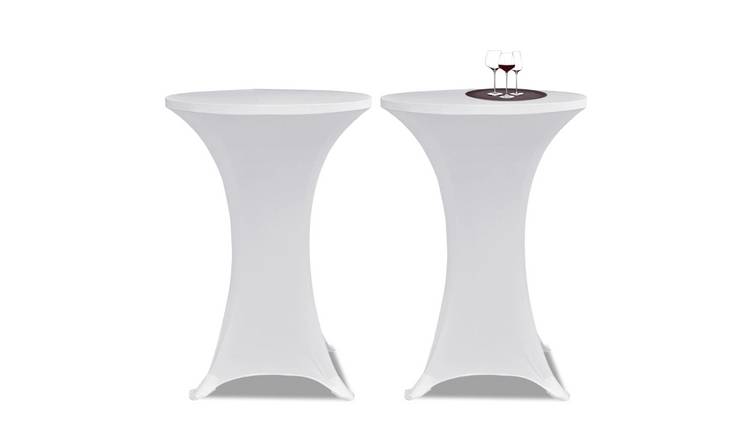 Walplus Pack of 2 Standing Table Cover Stretch - White - dia 70cm