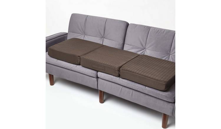 Homescapes Faux Suede Orthopaedic Foam 3 Seater Sofa Booster Cushion - Chocolate