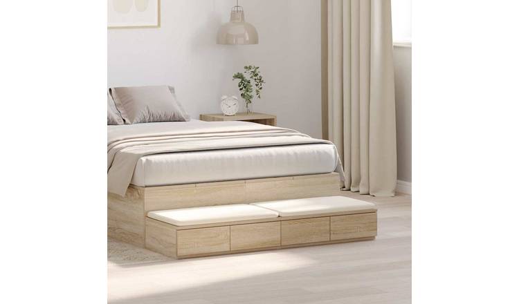 Walplus 4 Drawer Bed Drawer Unit - Light Oak - 120 x 36.5 x 16.5 cm