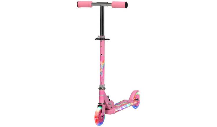 HOMCOM 3 to 7 Years Foldable Adjustable Height LED Kids Scooter – Pink