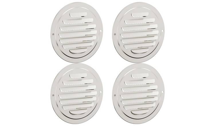 Walplus Pack of 4 Stainless Steel Air Vent Covers - Silver - 12 x 12 x 3.5 cm