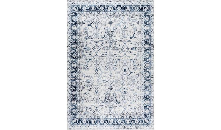 The Rugs Navy Montana Bordered Rug - 240 x 340cm