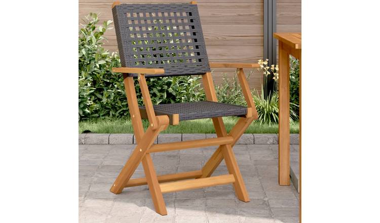 Walplus 2 Piece Wood Folding Chairs - Black - 54 x 57 x 91 cm