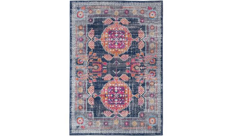 The Rugs Multicoloured Marrakech Vintage Distressed Rug - 80 x 150cm
