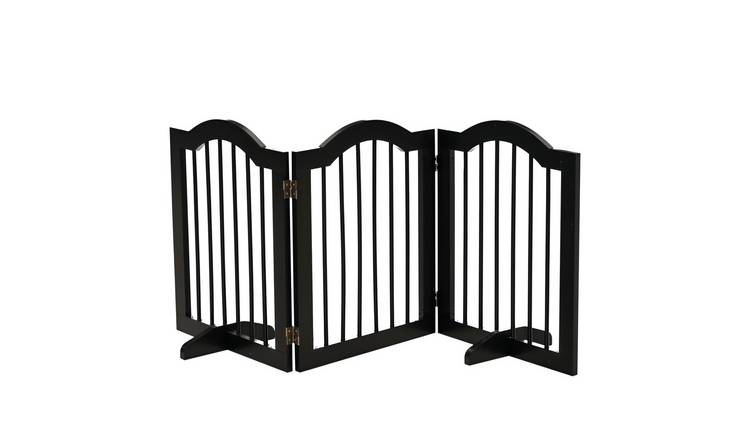 PawHut Wooden Foldable Freestanding Dog Gate - 154.5cm - Black