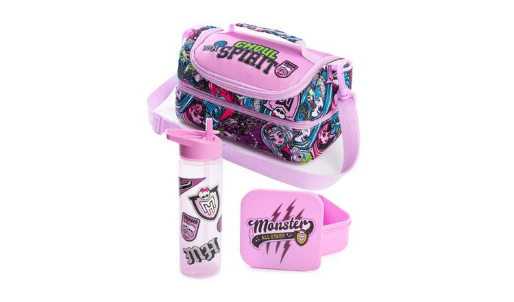 Monster High Kids Girls Lunch Bag Bottle and Snack Pot - Purple