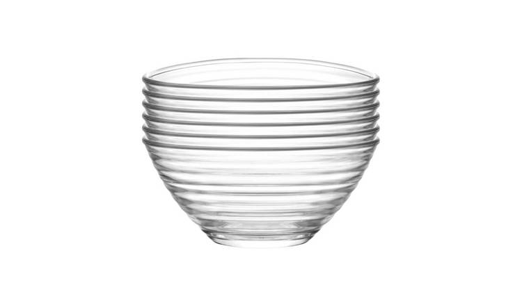 LAV Derin Glass Serving Bowls - Clear - Pack of 6