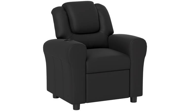 Homcom Kids PU Leather Adjustable Recliner Armchair With Footrest - Black