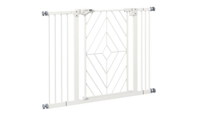 PawHut Pressure Fit Auto Close Double Locking Pet Safety Gate - 74-100cm - White
