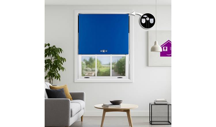 Furnished Blue Blackout Roller Blind Triple Square Eyelets - 50 x 165cm