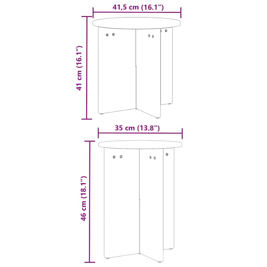 Walplus Pack of 2 Coffee Table - Natural - 41.5 x 41.5 x 46 cm - Image 7